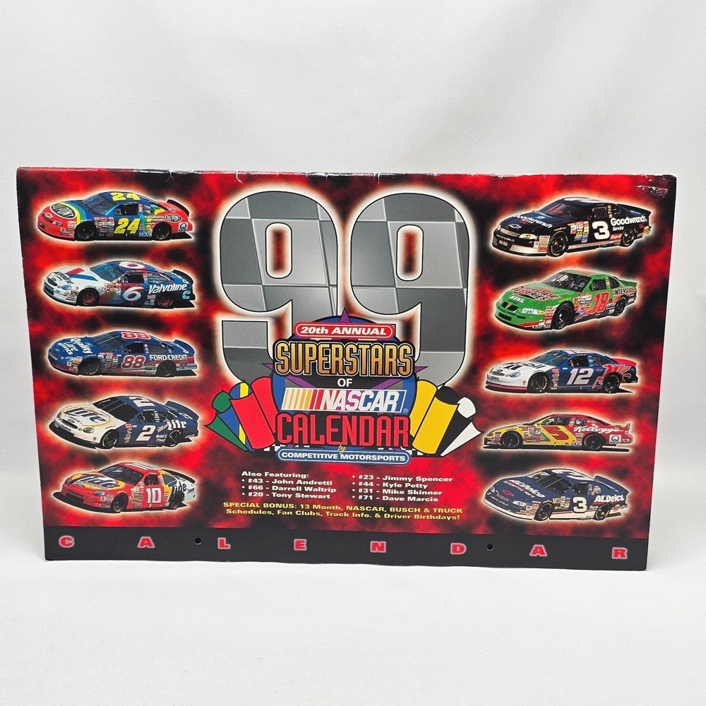 1999 NASCAR Calendar Racing Motorsports Schedules Track Info Fan Clubs Vintage